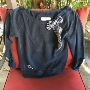 Darling Gilly Hicks Navy Sweater with Bow Detail!